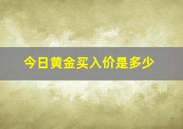 今日黄金买入价是多少