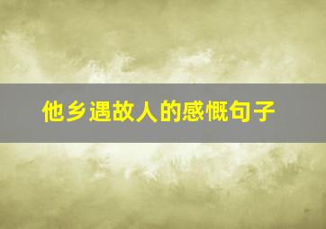 他乡遇故人的感慨句子