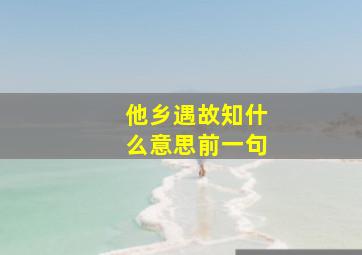 他乡遇故知什么意思前一句