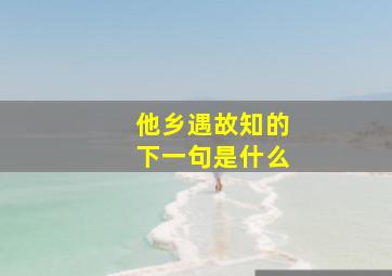 他乡遇故知的下一句是什么