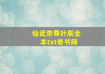 仙武帝尊叶辰全本txt奇书网