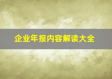 企业年报内容解读大全