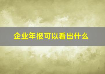 企业年报可以看出什么