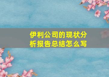 伊利公司的现状分析报告总结怎么写