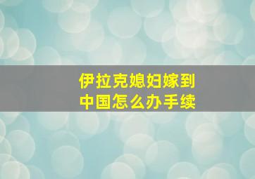 伊拉克媳妇嫁到中国怎么办手续