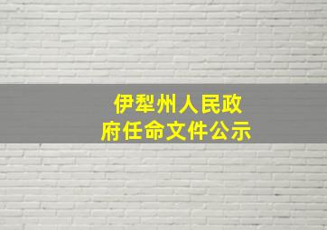 伊犁州人民政府任命文件公示