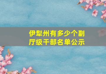 伊犁州有多少个副厅级干部名单公示