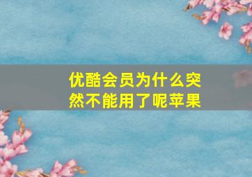 优酷会员为什么突然不能用了呢苹果