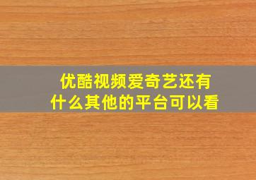 优酷视频爱奇艺还有什么其他的平台可以看