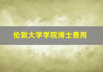 伦敦大学学院博士费用