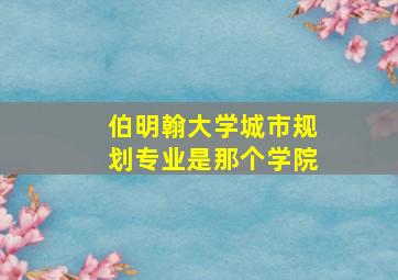 伯明翰大学城市规划专业是那个学院