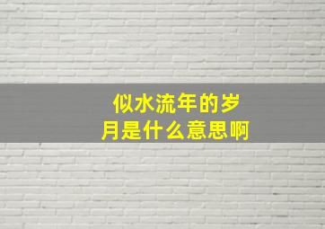 似水流年的岁月是什么意思啊