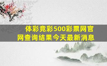 体彩竞彩500彩票网官网查询结果今天最新消息