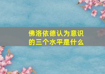 佛洛依德认为意识的三个水平是什么