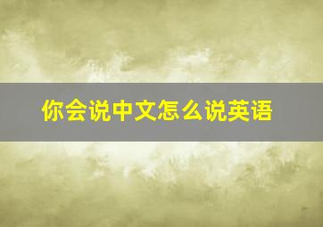 你会说中文怎么说英语