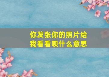 你发张你的照片给我看看呗什么意思