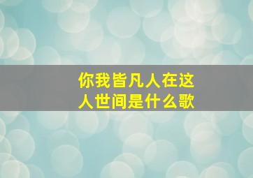 你我皆凡人在这人世间是什么歌