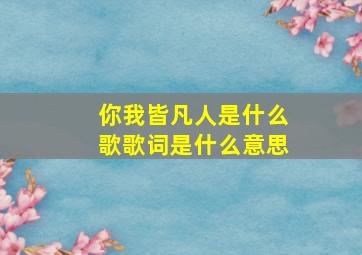 你我皆凡人是什么歌歌词是什么意思