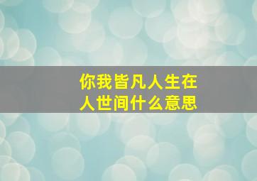 你我皆凡人生在人世间什么意思