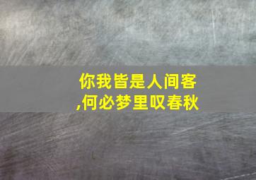 你我皆是人间客,何必梦里叹春秋