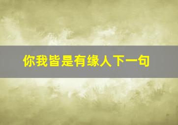 你我皆是有缘人下一句