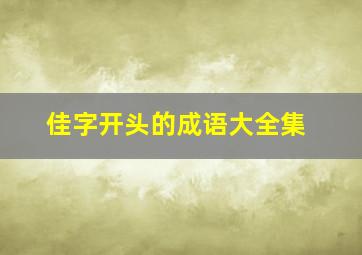 佳字开头的成语大全集