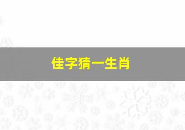 佳字猜一生肖