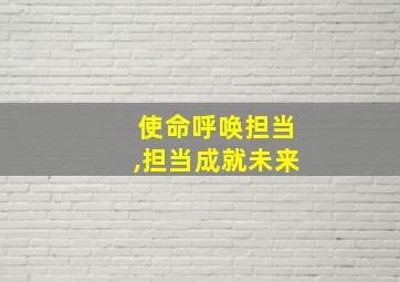 使命呼唤担当,担当成就未来