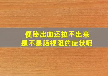 便秘出血还拉不出来是不是肠梗阻的症状呢