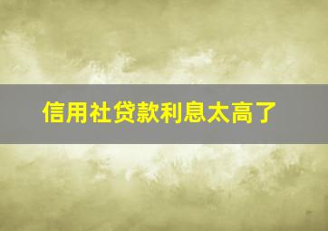 信用社贷款利息太高了