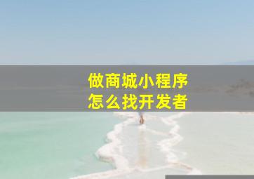 做商城小程序怎么找开发者