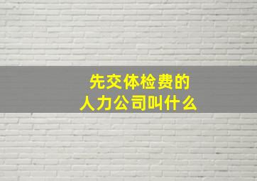 先交体检费的人力公司叫什么