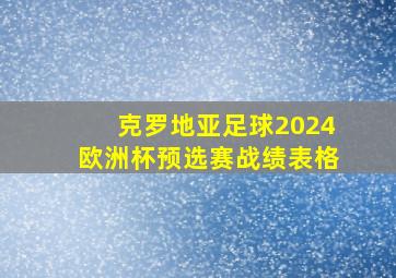 克罗地亚足球2024欧洲杯预选赛战绩表格