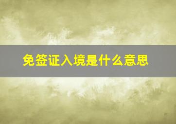 免签证入境是什么意思