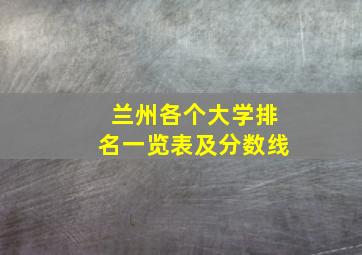 兰州各个大学排名一览表及分数线