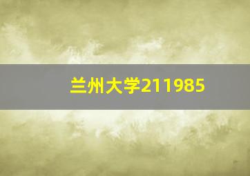 兰州大学211985