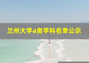 兰州大学a类学科名单公示