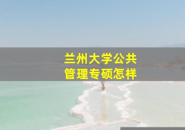 兰州大学公共管理专硕怎样