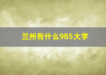 兰州有什么985大学