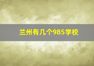 兰州有几个985学校