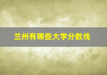 兰州有哪些大学分数线