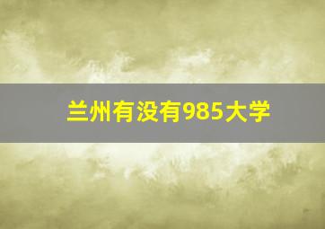 兰州有没有985大学