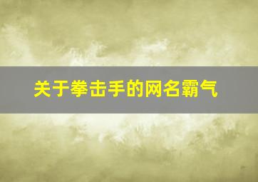 关于拳击手的网名霸气