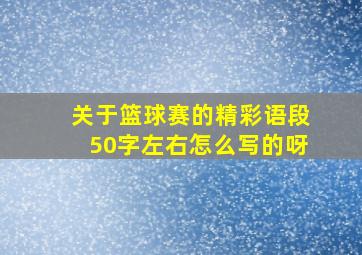 关于篮球赛的精彩语段50字左右怎么写的呀