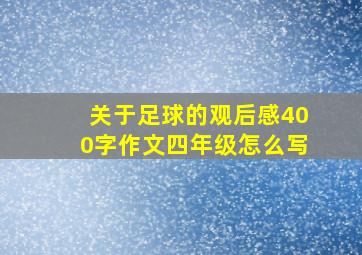 关于足球的观后感400字作文四年级怎么写