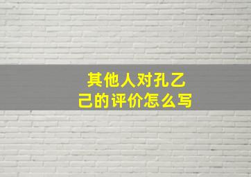 其他人对孔乙己的评价怎么写