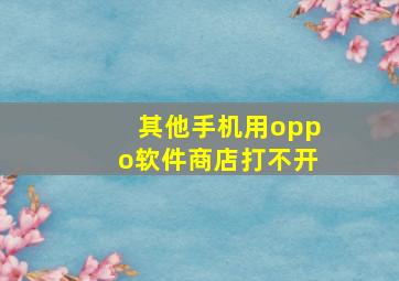 其他手机用oppo软件商店打不开