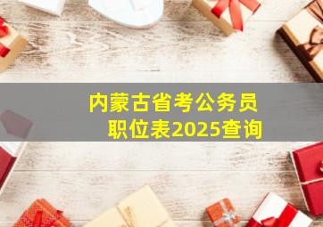 内蒙古省考公务员职位表2025查询