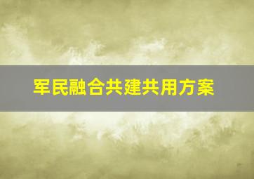 军民融合共建共用方案