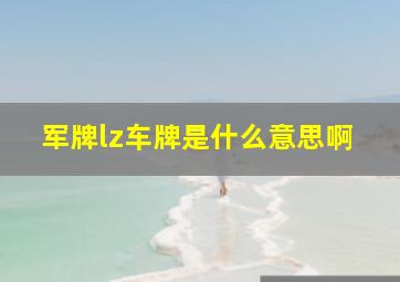 军牌lz车牌是什么意思啊